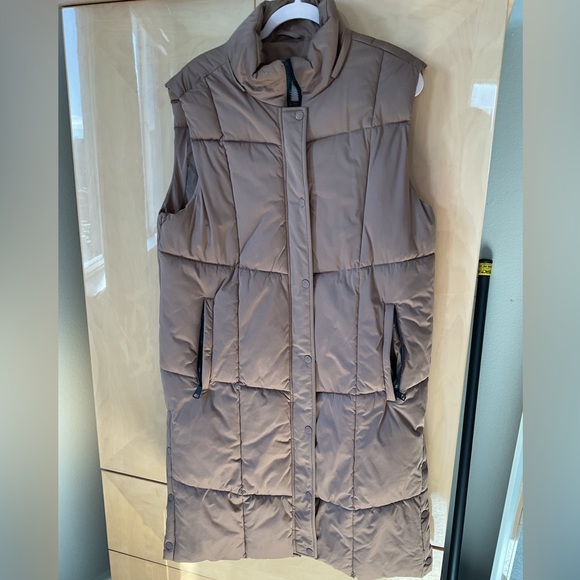 Avec Les Filles Puffer Long Vest Brown Large - Picture 4 of 7